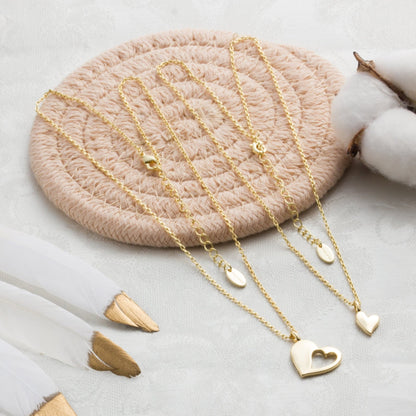 18k Gold Plated For Me For You Piece of My Heart Necklace Set