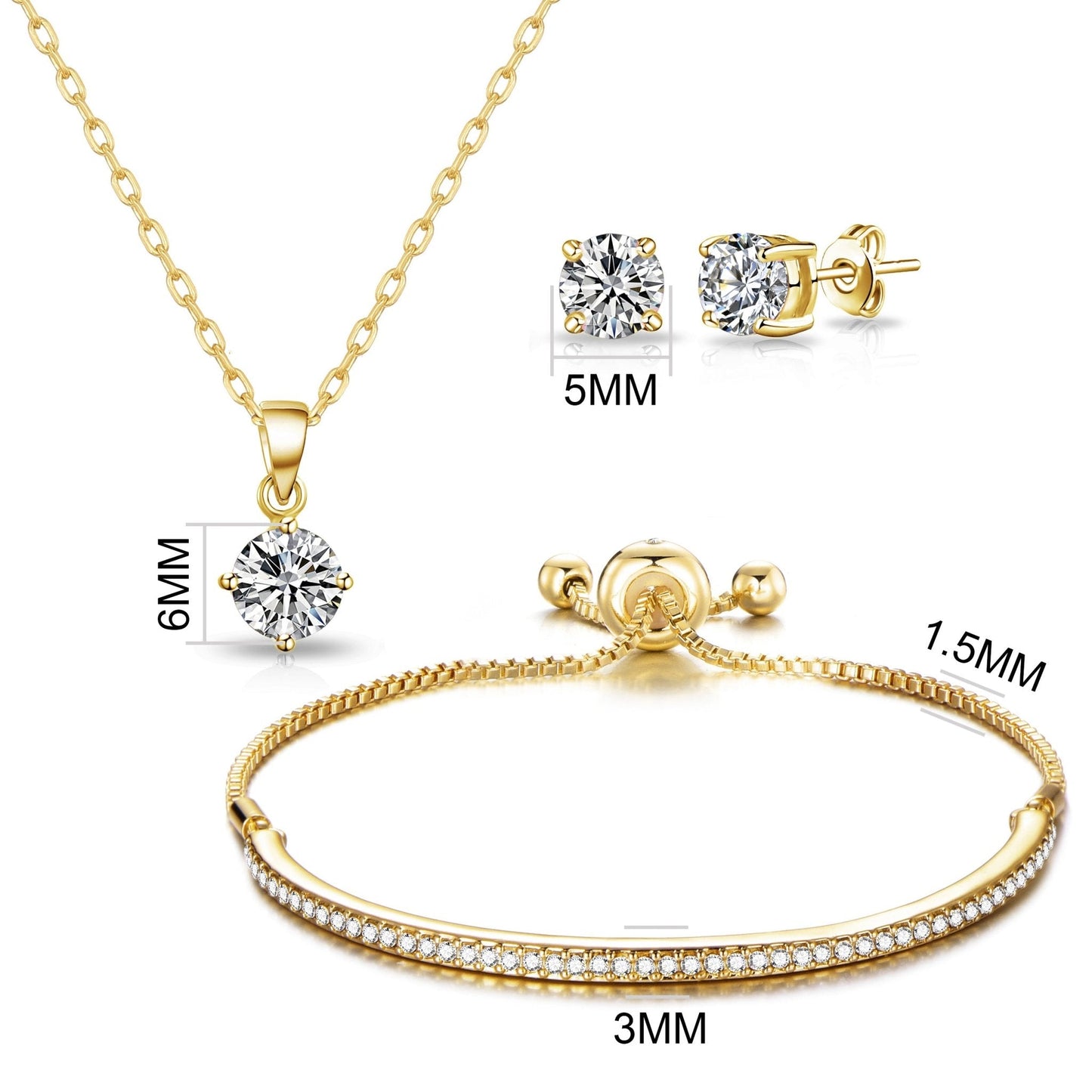 Gold Plated Friendship Set Created with Zircondia® Crystals