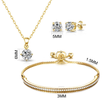 Gold Plated Friendship Set Created with Zircondia® Crystals