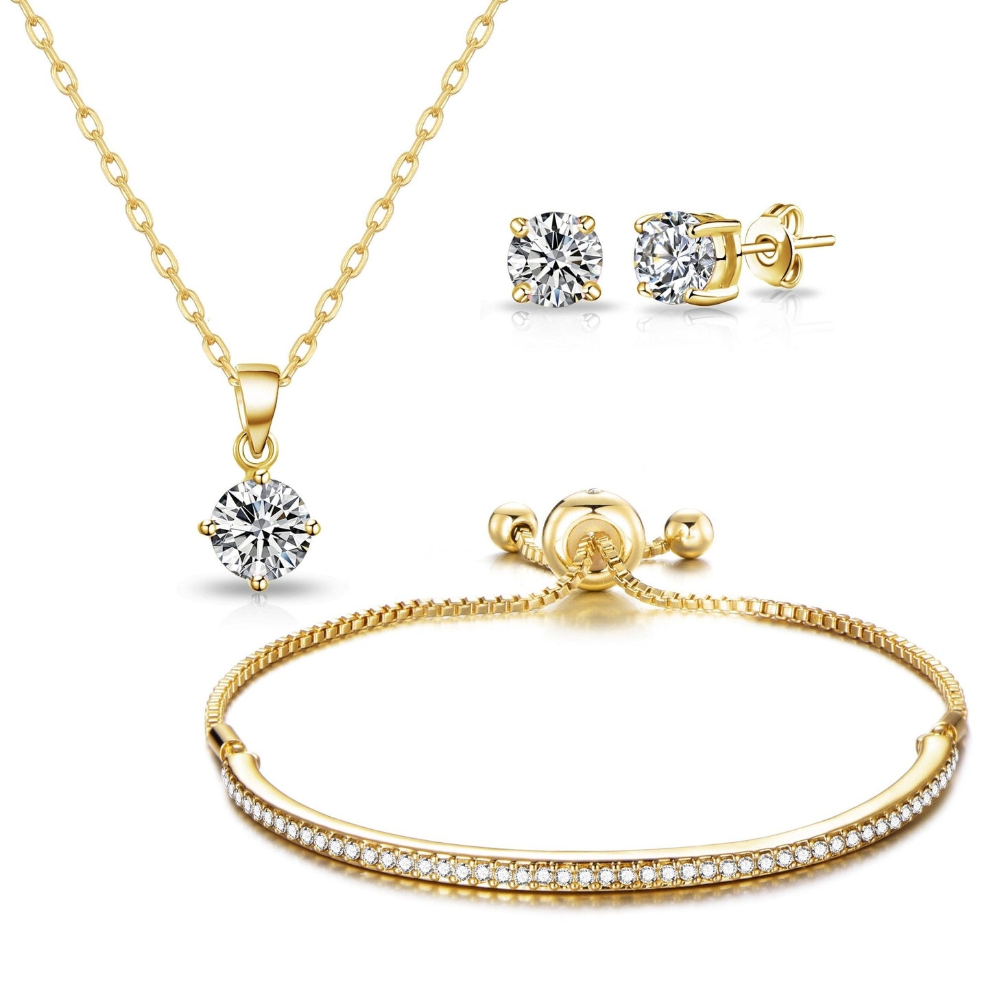 Gold Plated Friendship Set Created with Zircondia® Crystals