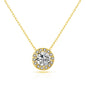 Gold Plated Halo Necklace Created with Zircondia® Crystals