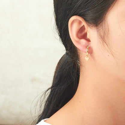 Gold Plated Heart Charm Hoop Earrings