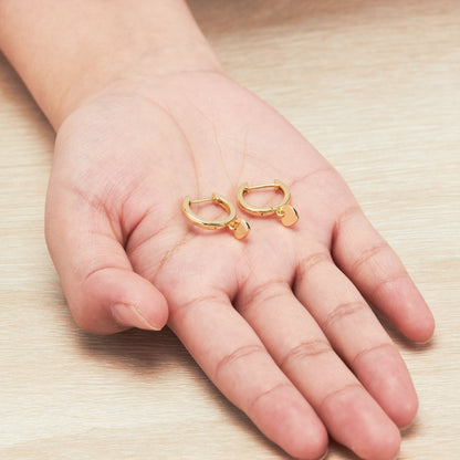 Gold Plated Heart Charm Hoop Earrings