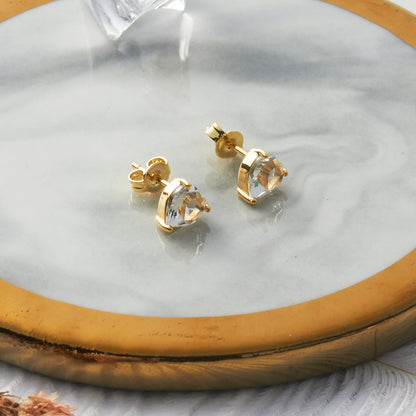 Gold Plated Heart Earrings Created with Zircondia® Crystals
