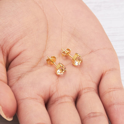 Gold Plated Heart Earrings Created with Zircondia® Crystals