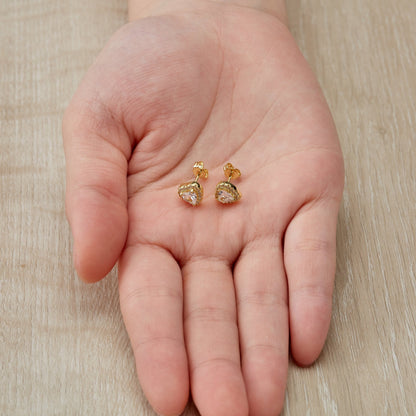 Gold Plated Heart Halo Earrings Created with Zircondia® Crystals
