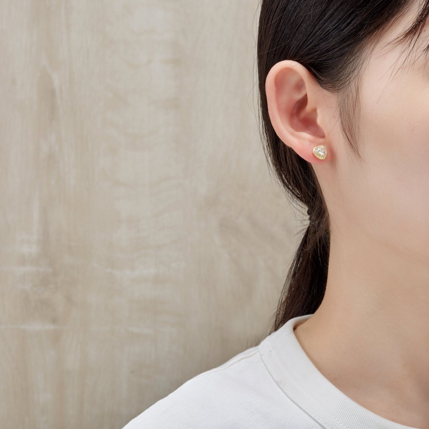 Gold Plated Heart Halo Earrings Created with Zircondia® Crystals