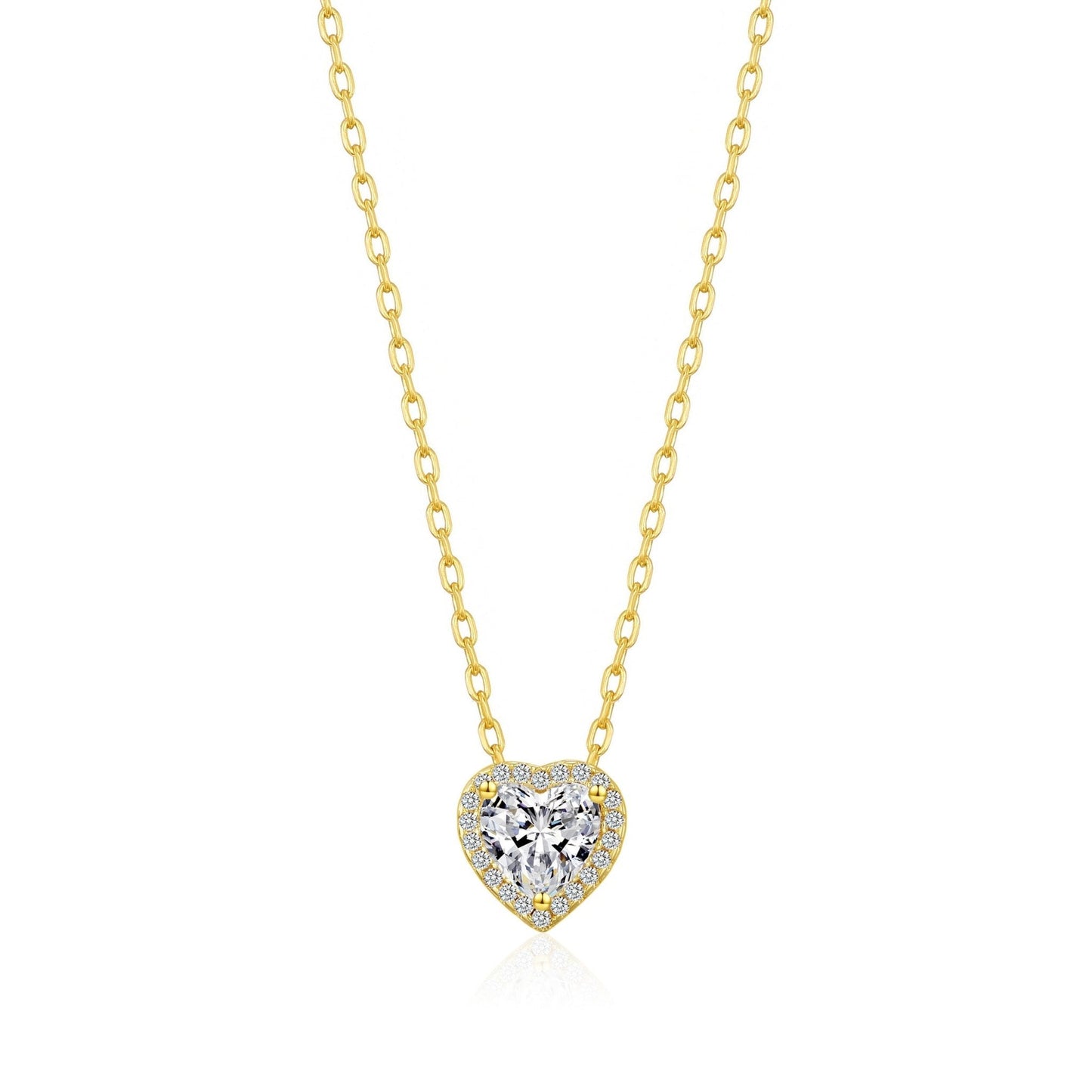 18k Gold Plated Heart Halo Necklace Created with Zircondia® Crystals