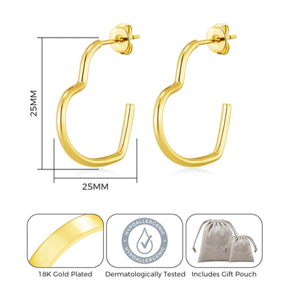 Gold Plated Heart Hoop Earrings