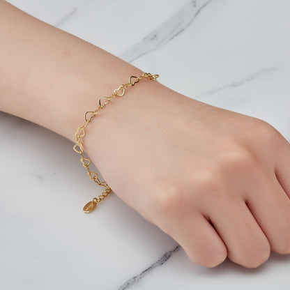 Gold Plated Heart Link Bracelet