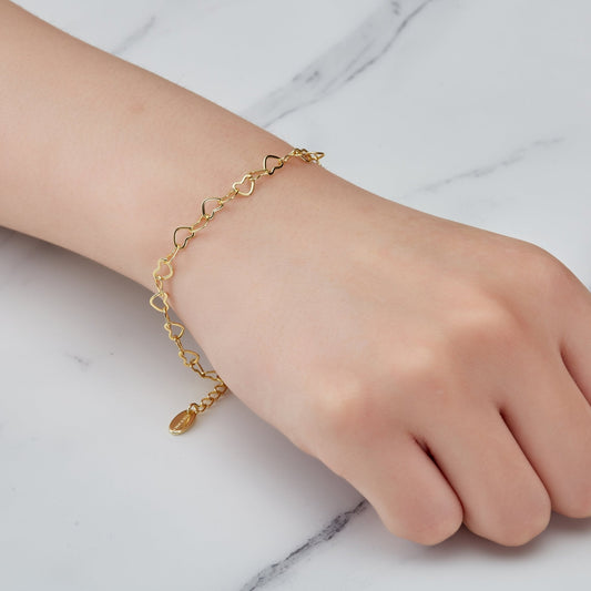 Gold Plated Heart Link Bracelet