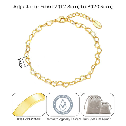 Gold Plated Heart Link Bracelet