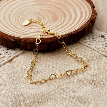 Gold Plated Heart Link Bracelet