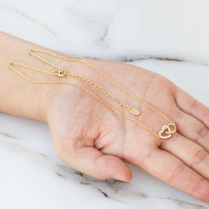 Gold Plated Heart Link Necklace Created with Zircondia® Crystals