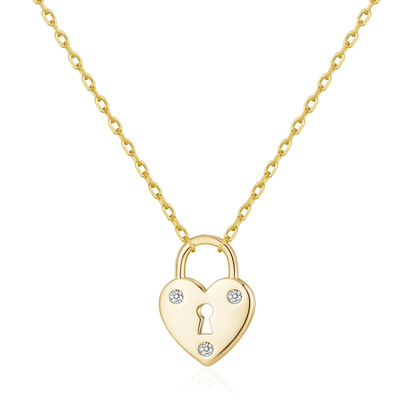 Gold Plated Heart Padlock Necklace Created with Zircondia® Crystals
