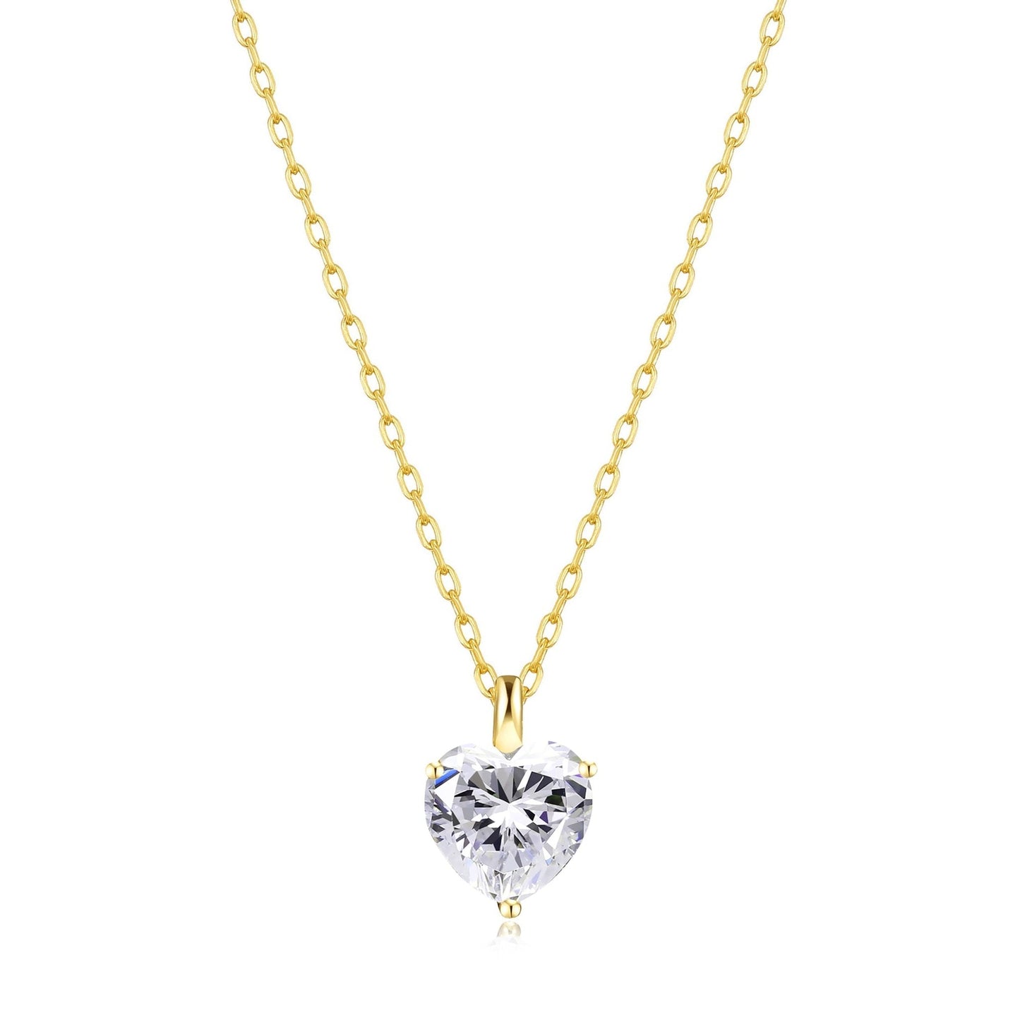 18k Gold Plated Heart Solitaire Necklace Created with Zircondia® Crystals