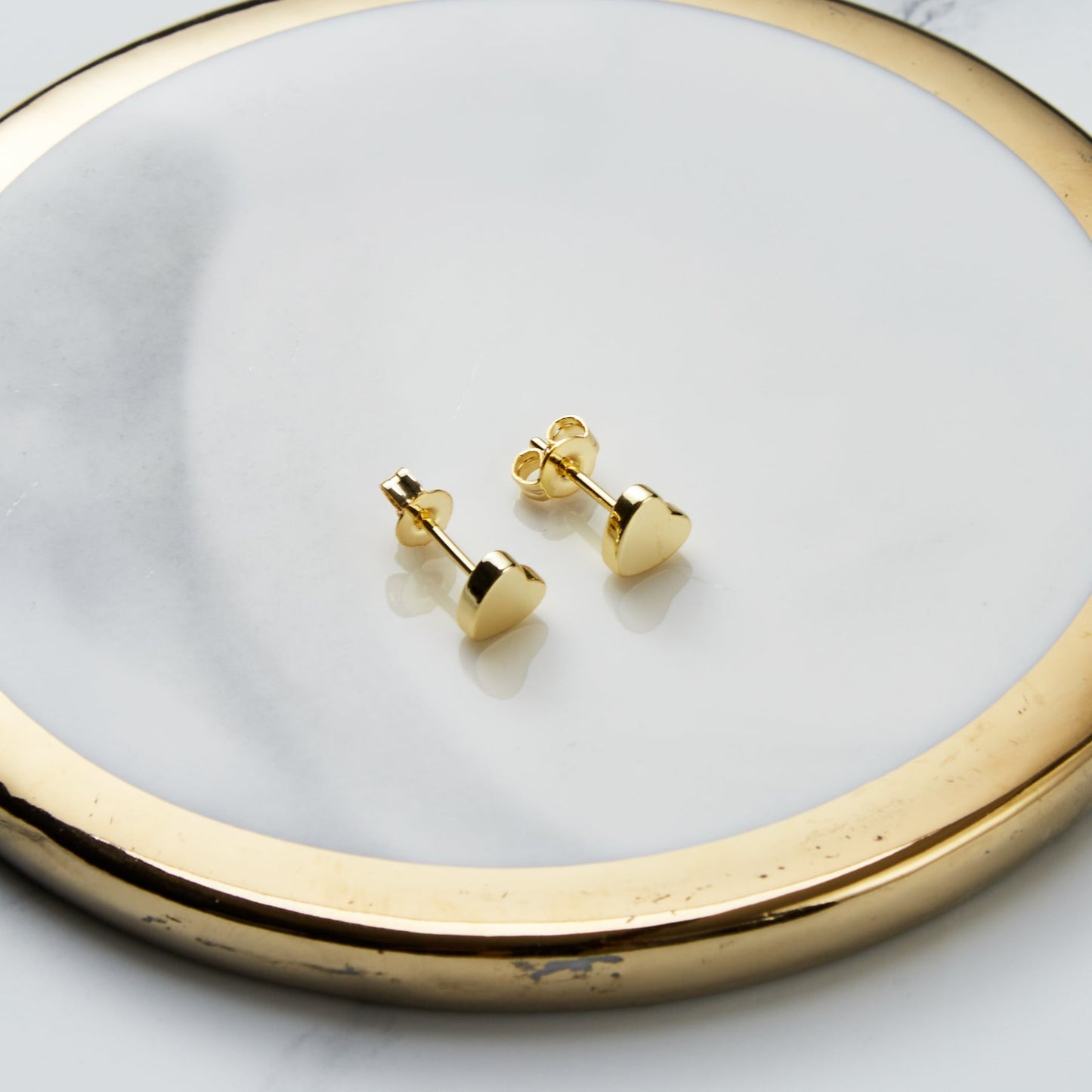 Gold Plated Heart Stud Earrings