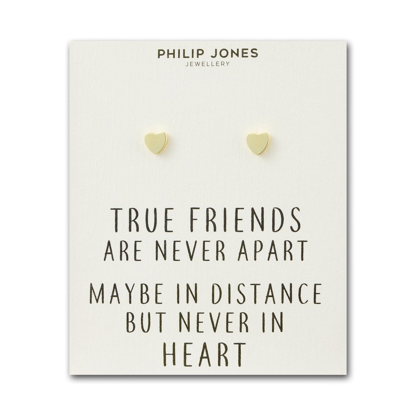 Gold Plated Heart Stud Earrings with Quote Card