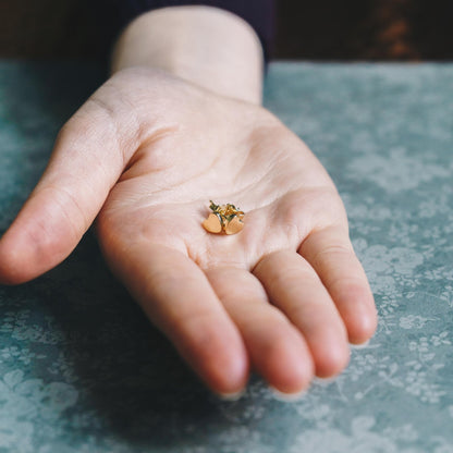 Gold Plated Heart Stud Earrings with Quote Card