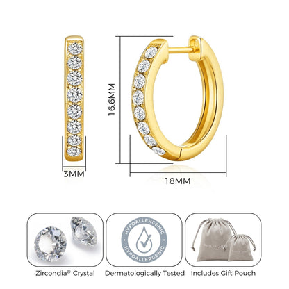 Gold Plated Hoop Earrings Created with Zircondia® Crystals