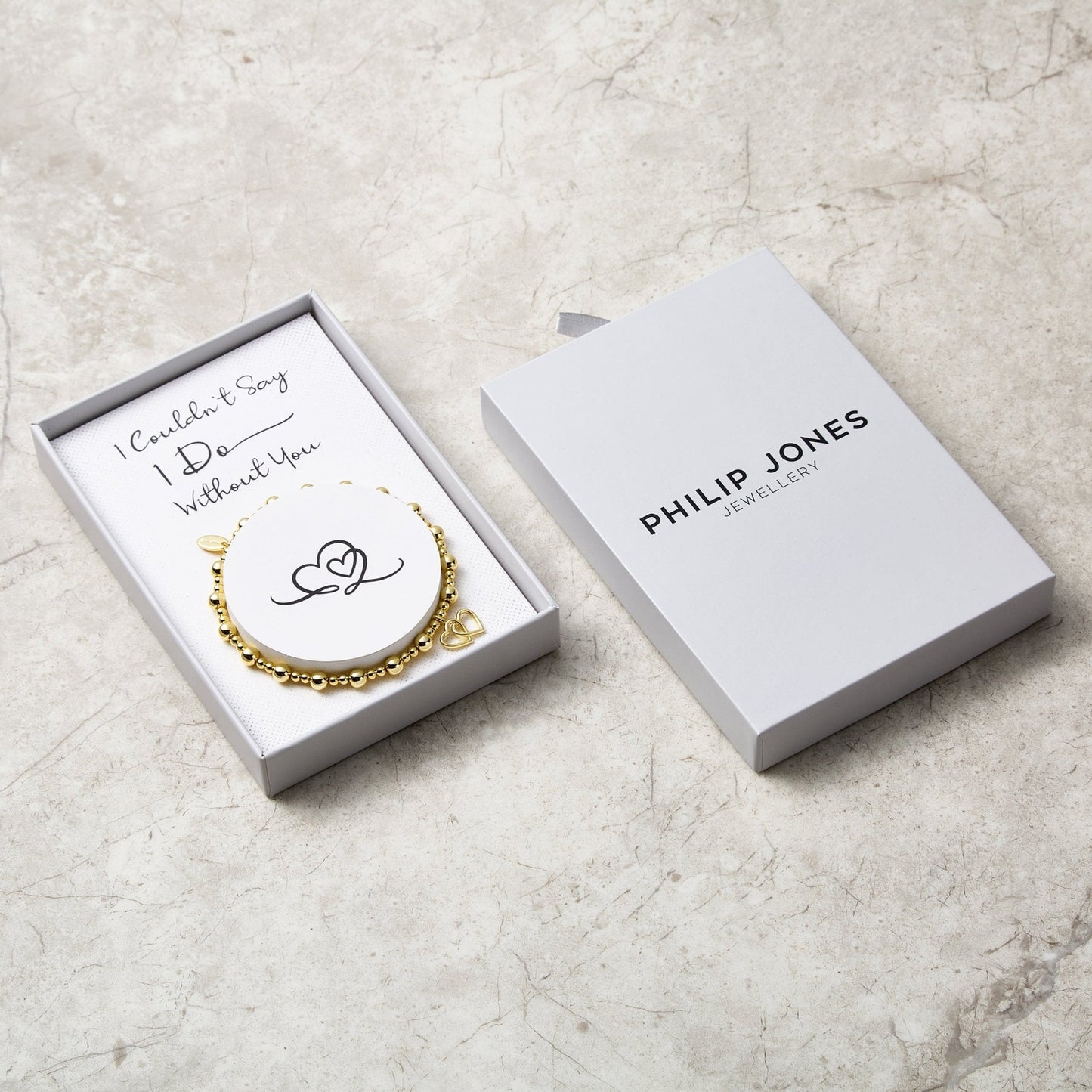 Gold Plated I Couldn't Say I Do Without You Heart Link Stretch Bracelet with Gift Box