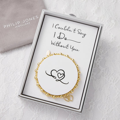 Gold Plated I Couldn't Say I Do Without You Heart Link Stretch Bracelet with Gift Box