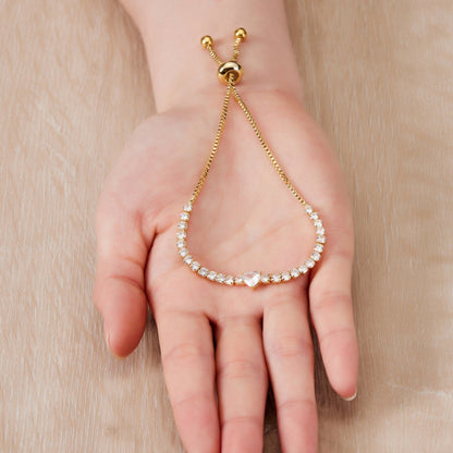 Gold Plated I Couldn't Say I Do Without You Heart Solitaire Bridal Bracelet with Zircondia® Crystals