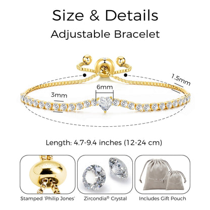 Gold Plated I Couldn't Say I Do Without You Heart Solitaire Bridal Bracelet with Zircondia® Crystals