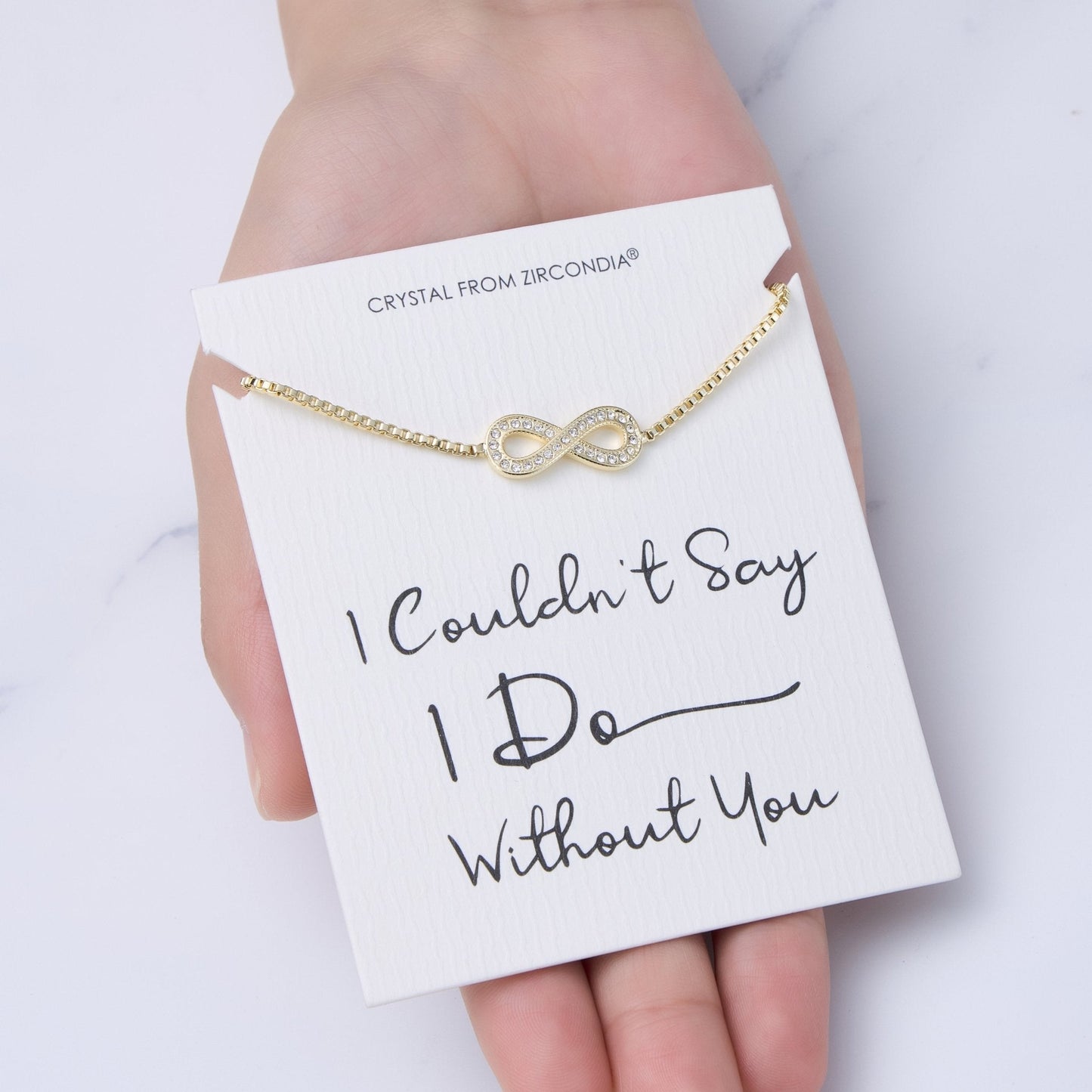 Gold Plated I Couldn't Say I Do Without You Infinity Bridal Bracelet with Zircondia® Crystals