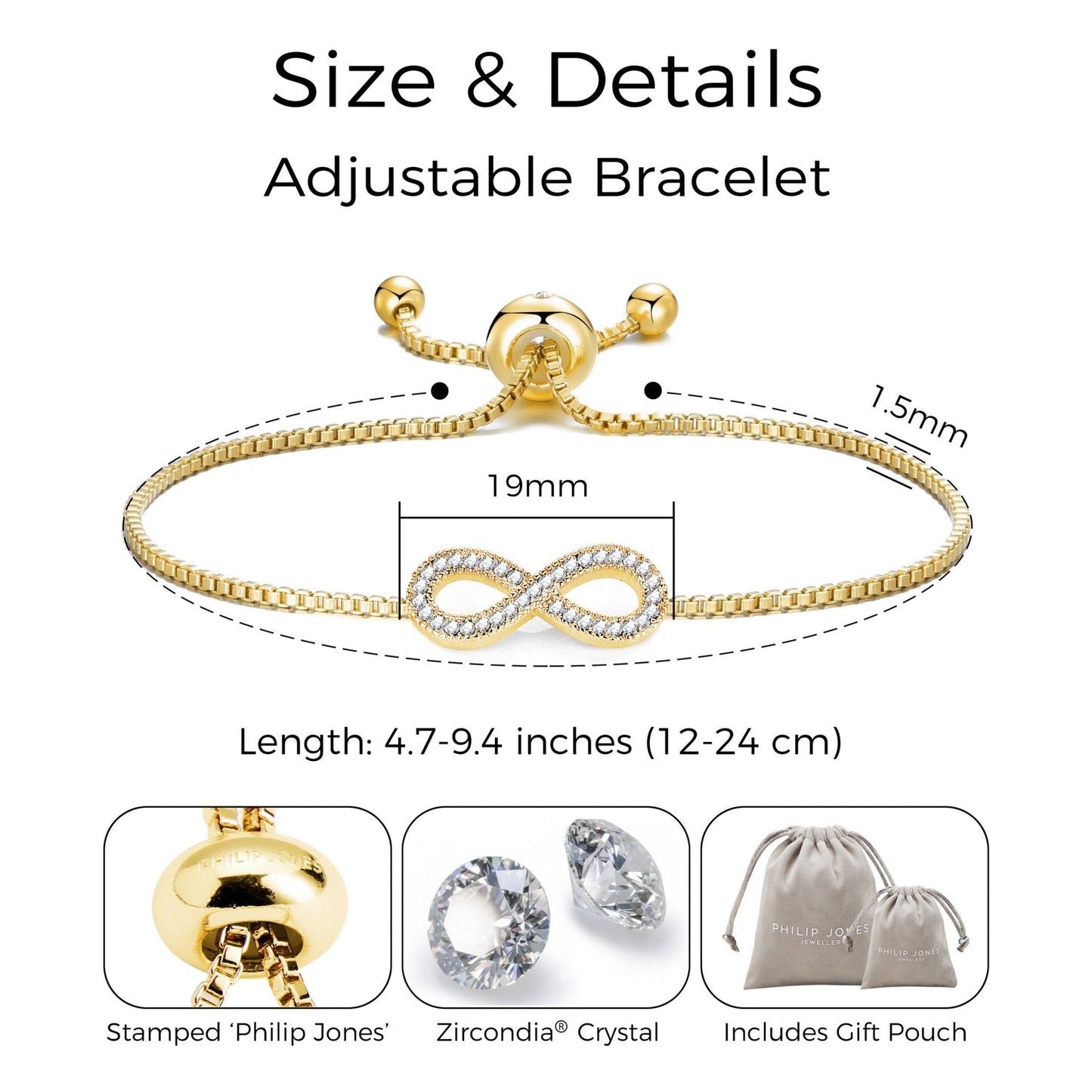 Gold Plated I Couldn't Say I Do Without You Infinity Bridal Bracelet with Zircondia® Crystals