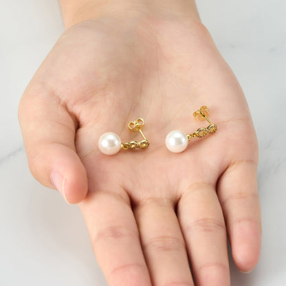 Boucles d'oreilles de mariée pendantes en plaqué or 18 carats avec perles et cristaux Zircondia®, inscription "I Couldn't Say I Do Without You"