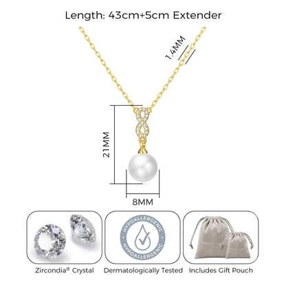 Gold Plated I Couldn't Say I Do Without You Infinity Pearl Bridal Drop Necklace with Zircondia® Crystals