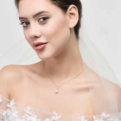 Gold Plated I Couldn't Say I Do Without You Infinity Pearl Bridal Drop Necklace with Zircondia® Crystals
