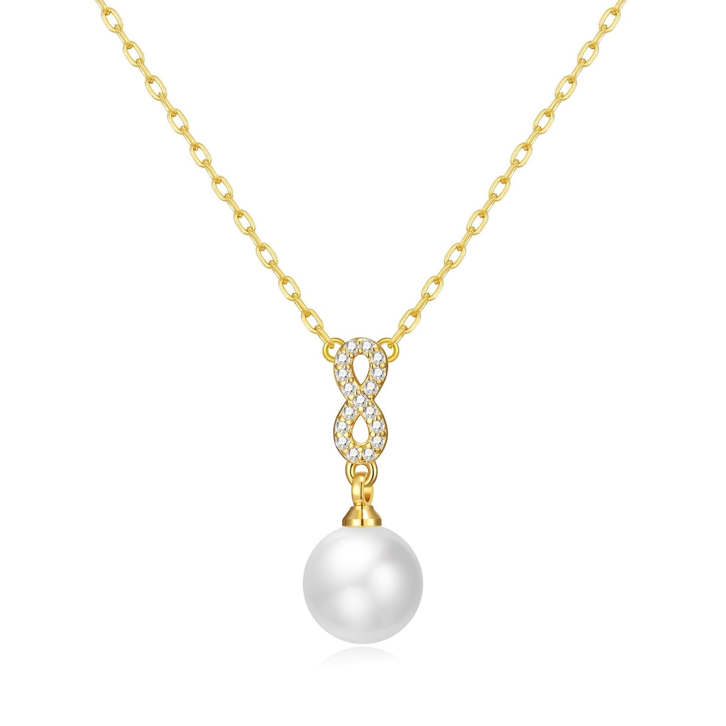 Gold Plated I Couldn't Say I Do Without You Infinity Pearl Bridal Drop Necklace with Zircondia® Crystals