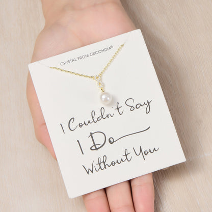 Gold Plated I Couldn't Say I Do Without You Infinity Pearl Bridal Drop Necklace with Zircondia® Crystals