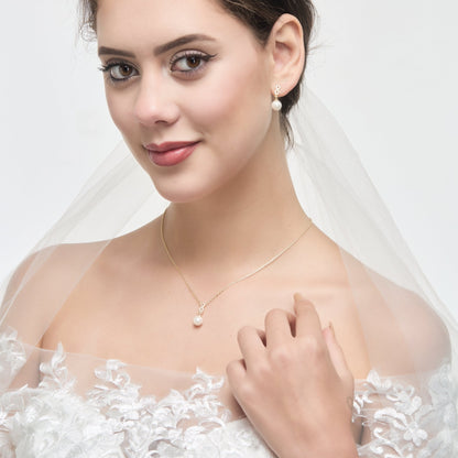Gold Plated I Couldn't Say I Do Without You Infinity Pearl Drop Bridal Set with Zircondia® Crystals