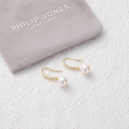 Gold Plated I Couldn't Say I Do Without You Pearl Drop Bridal Earrings Created with Zircondia® Crystals