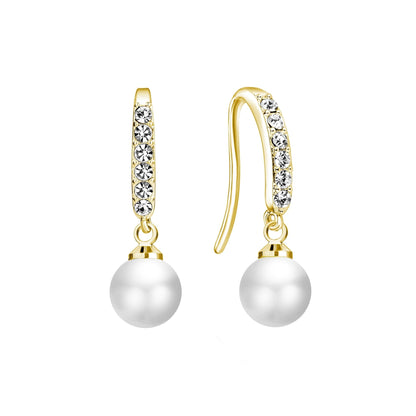 Gold Plated I Couldn't Say I Do Without You Pearl Drop Bridal Earrings Created with Zircondia® Crystals