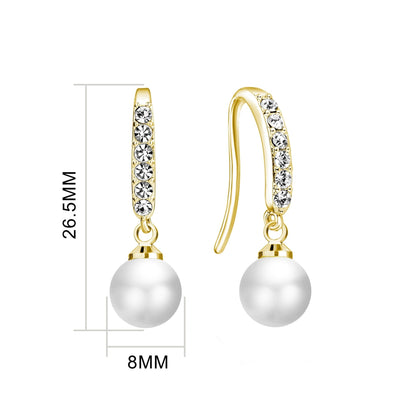 Gold Plated I Couldn't Say I Do Without You Pearl Drop Bridal Earrings Created with Zircondia® Crystals