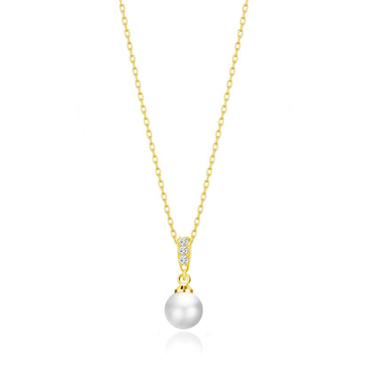 18k Gold Plated Pearl Drop Necklace Created with Zircondia® Crystals