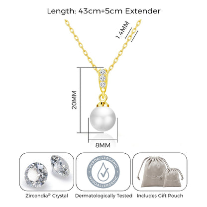 18k Gold Plated Pearl Drop Necklace Created with Zircondia® Crystals