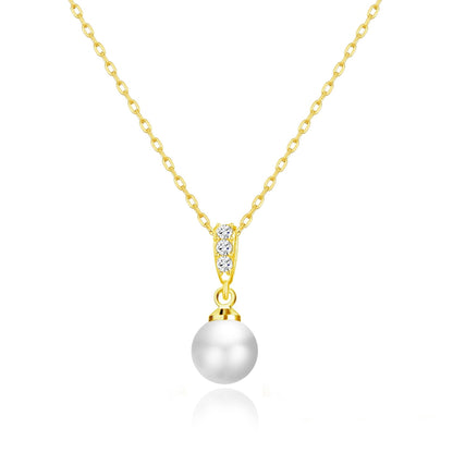 Gold Plated I Couldn't Say I Do Without You Pearl Drop Bridal Necklace Created with Zircondia® Crystals