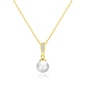 Gold Plated Pearl Drop Necklace Created with Zircondia® Crystals