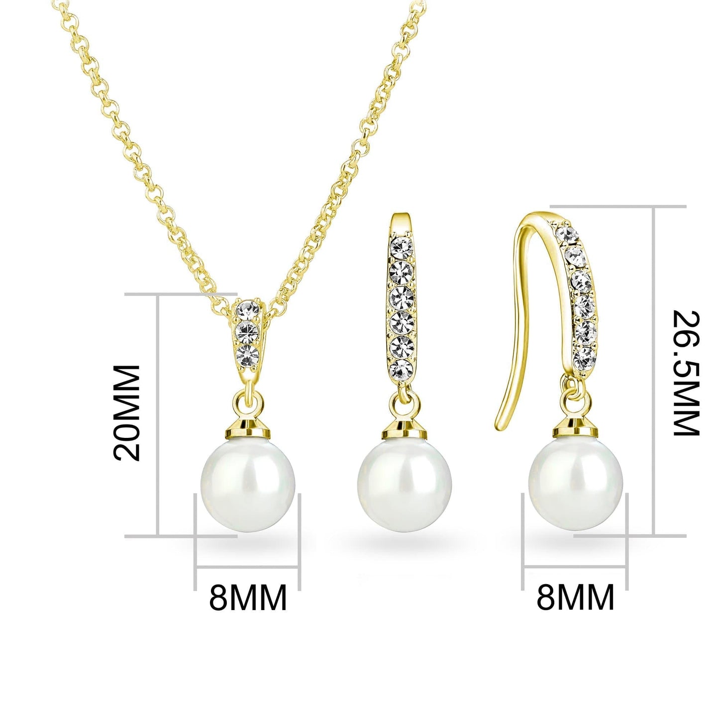Gold Plated I Couldn't Say I Do Without You Pearl Drop Bridal Set Created with Zircondia® Crystals