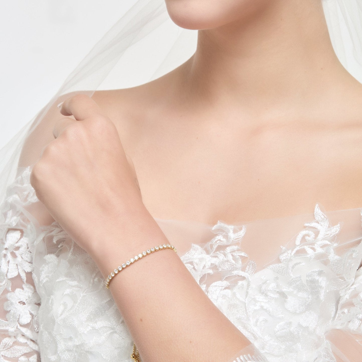 Gold Plated I Couldn't Say I Do Without You Solitaire Bridal Bracelet Created with Zircondia® Crystals