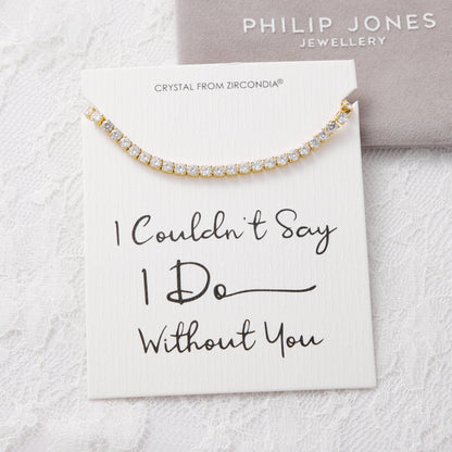 Gold Plated I Couldn't Say I Do Without You Solitaire Bridal Bracelet Created with Zircondia® Crystals