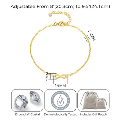 Gold Plated Infinity Anklet Created with Zircondia® Crystals