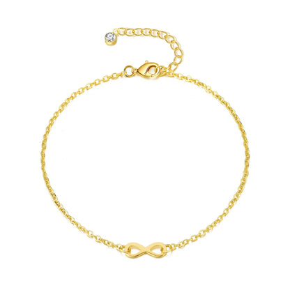 Gold Plated Infinity Anklet Created with Zircondia® Crystals