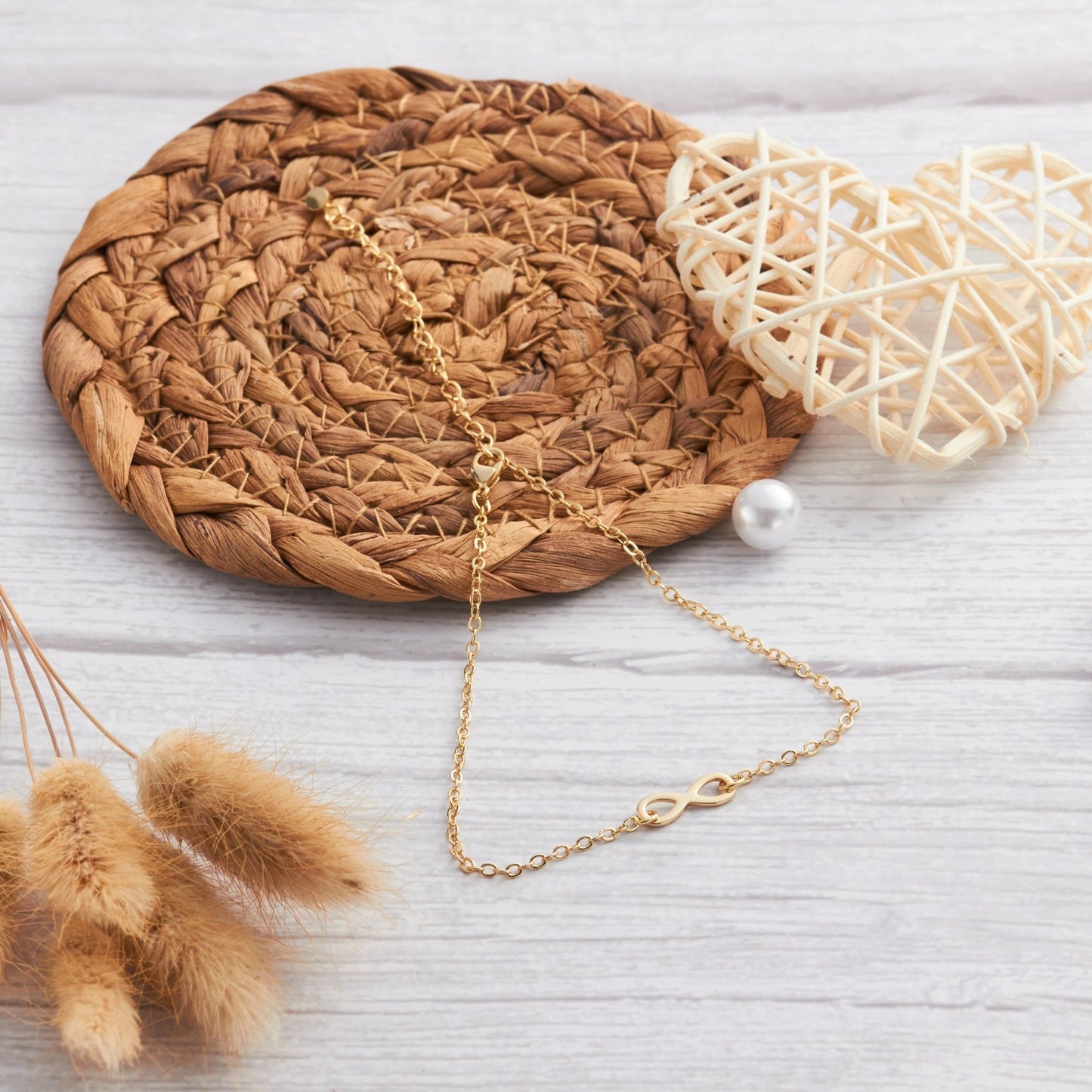 Gold Plated Infinity Anklet Created with Zircondia® Crystals