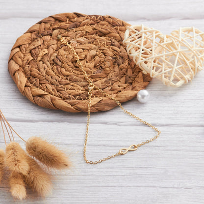 Gold Plated Infinity Anklet Created with Zircondia® Crystals